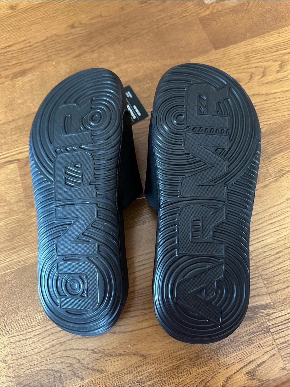 Under Armour Kids Black Slide Sandals with White Logo - Size 5Y